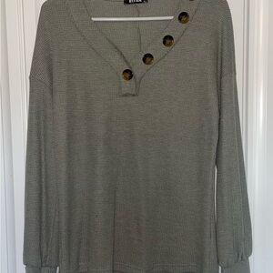 Olive Green Button-Detail Sweater